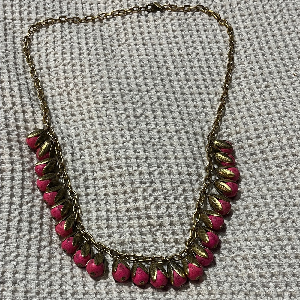 Lenora Dame Gold and Pink Teardrop Necklace - Picture 2 of 2